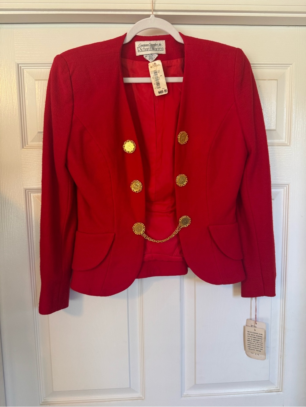 Vintage Constance Saunders for Richard Warren Red Wool Blazer NWT